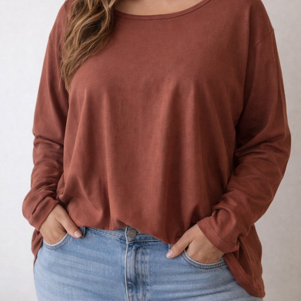 St. John's Bay Women's Essential Tee 5x Brown NWT